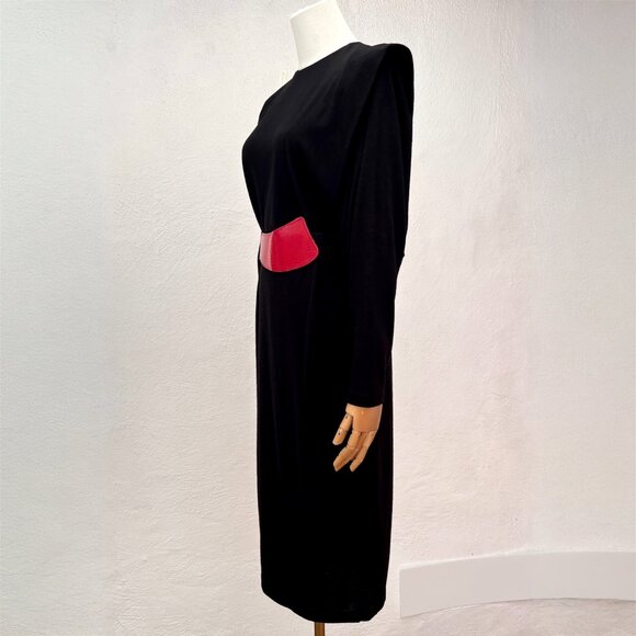 Vintage 1980s Sybil California Long Sleeve Orlon/Wool Midi Sheath Dress Size 6 - Picture 15 of 16